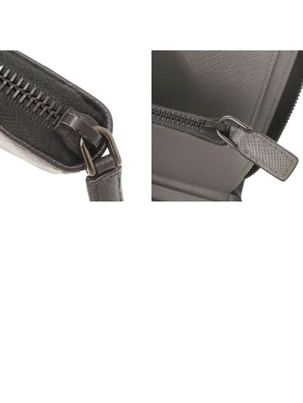 Prada Saffiano Leather Logo Black Zip Around Wallet